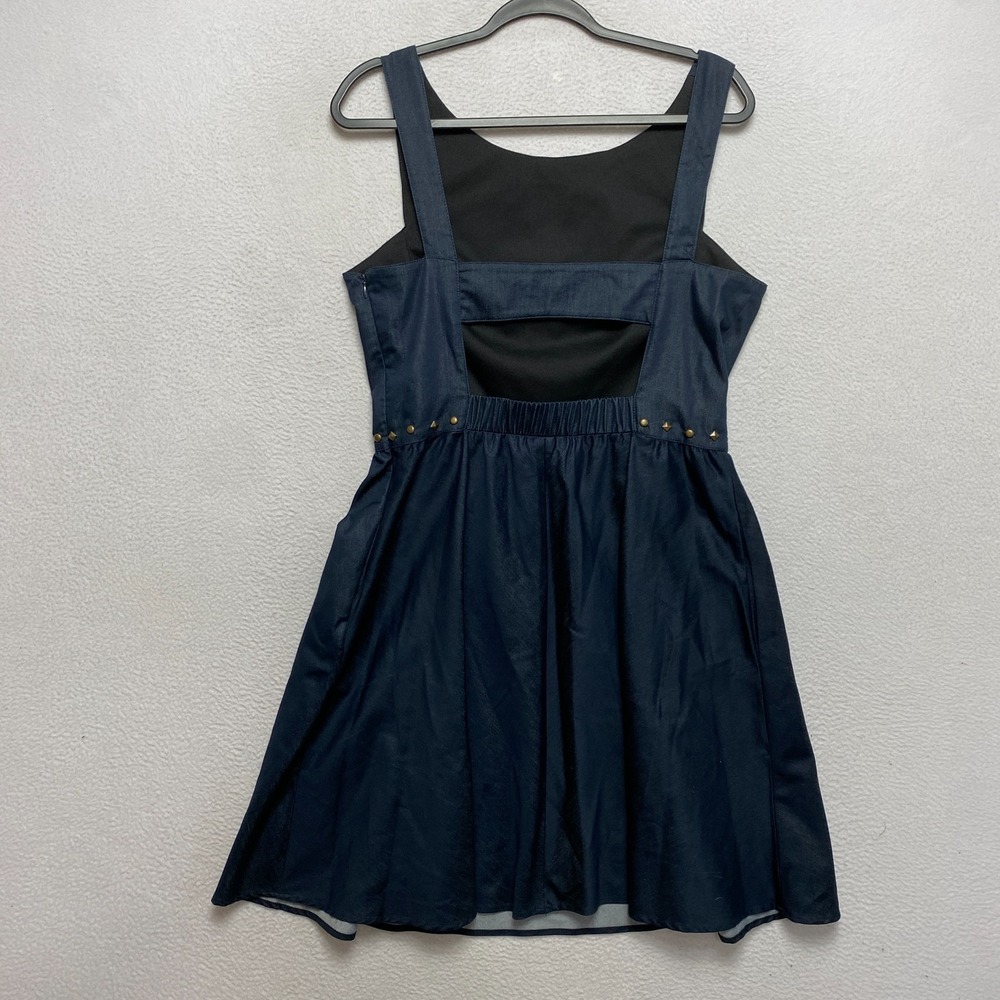 Betsey Johnson Dress Womens 12 Dark Navy Denim Studded Open Back Y2K - Picture 6 of 10